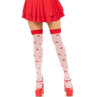 Pilz Hohe Socken Rot/Weiss | Leg Avenue
