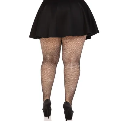 Black Fishnet Stockings with Crystallization Plus Size – Leg Avenue