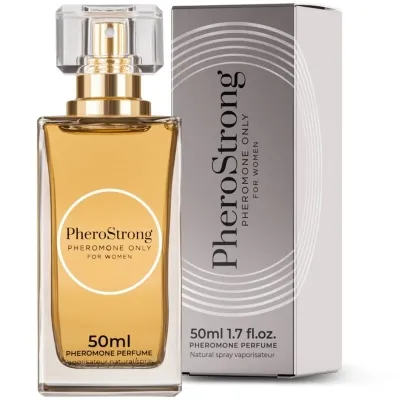 Parfümflasche und Verpackung von PheroStrong, 50 ml, für Frauen.