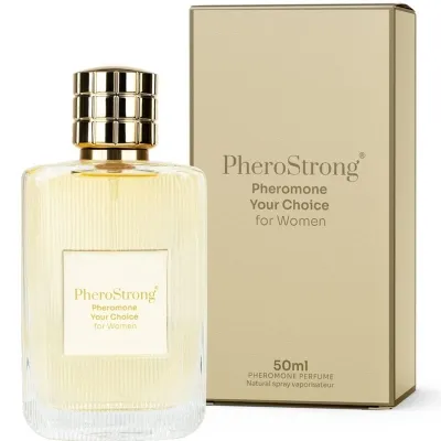 Parfümflasche und Verpackung von PheroStrong, Pheromone Your Choice for Women, 50 ml.