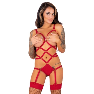 Thiara Lc 20213 Set Body + Strümpfe Rot S/M | Livco Corsetti Fashion