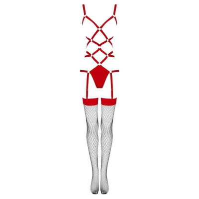 Thiara Lc 20213 Set Body + Strümpfe Rot S/M | Livco Corsetti Fashion
