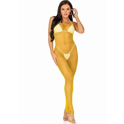 Langes Netzkleid Gelb Os – Leg Avenue