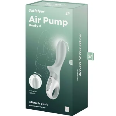 Air Pump Booty 3 Inflatable Anal Vibrator Gray Green | Satisfyer