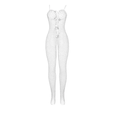Bodystocking Weisses Netz Mit Schleifen Im Schritt – Subblime