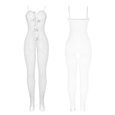 Bodystocking Weisses Netz Mit Schleifen Im Schritt – Subblime