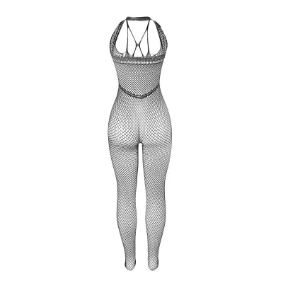 Long Mesh Bodystocking with Straps on Chest and Back, Black – Subblime