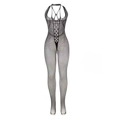 Long Mesh Bodystocking with Straps on Chest and Back, Black – Subblime