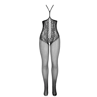 Open mesh bodystocking with halter neck and black – Subblime