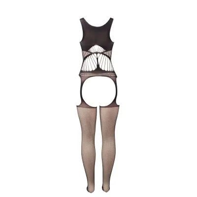 Mesh Bodystocking Without Crotch With Cups and Open Shoulders Black – Subblime