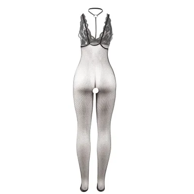 Black Transparent Mesh Bodystocking with Crotchless Bottoms – Subblime