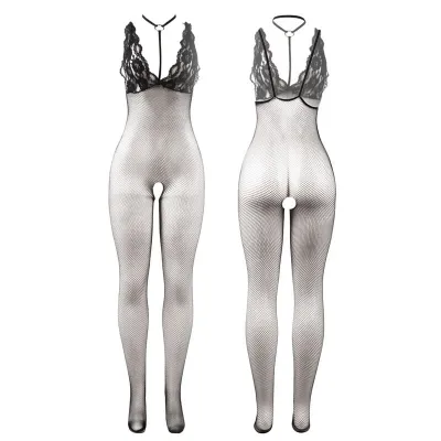 Black Transparent Mesh Bodystocking with Crotchless Bottoms – Subblime