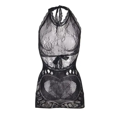 Kurzes Netzkleid Mit Rücken Und Herzdetail Schwarz – Subblime