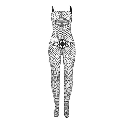 Netz-Bodystocking Mit Details Auf Brust + Bauch Schwarz – Subblime