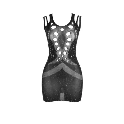 Mesh Bodystocking With Brilliant Diamonds Black – Sublime