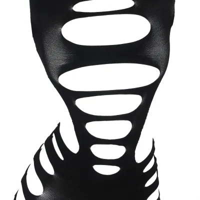 Long Sleeve Elastic Mesh Bodystocking Black – Sublime