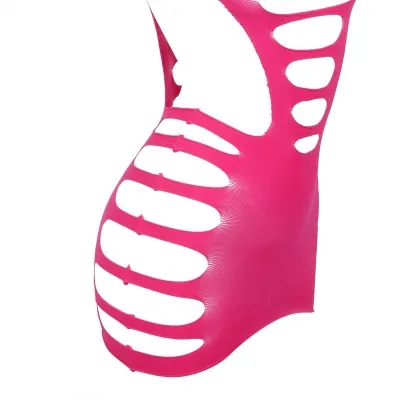 Langrmeliger Elastischer Netz-Bodystocking Rosa – Subblime