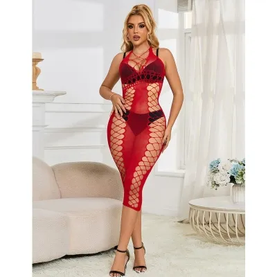 Long Red Mesh Dress – Subblime