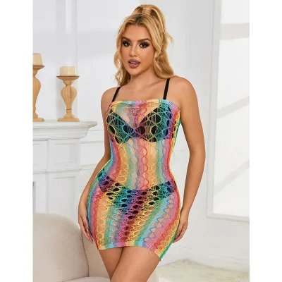 Rainbow Netz-Bodystocking Mit Freien Schultern – Subblime
