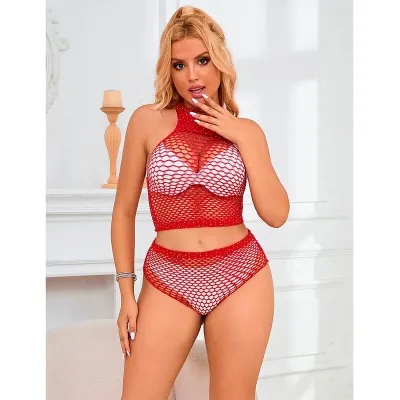 Bodystocking Netzset Mit Rosa Diamanten – Subblime