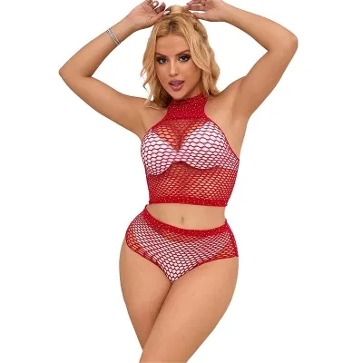 Bodystocking Netzset Mit Rosa Diamanten – Subblime
