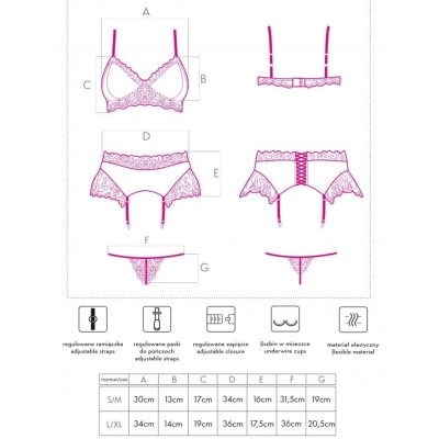 Nahir Lc 20214 BH + Höschen + Strumpfgürtel L/XL | Livco Corsetti Fashion
