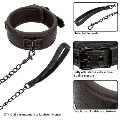 Nocturnal Leather Collar & Leash Black – Calex