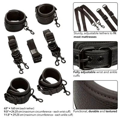 Nocturnal Bettfesseln Leder Verstellbar Schwarz – Calex