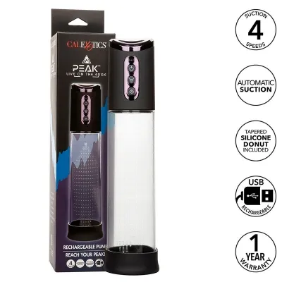 Elektrische Pumpe mit Verpackung, vier Saugstufen, USB-aufladbar, Silikonring, ein Jahr Garantie.