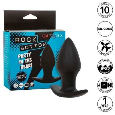 Packaging and two black silicone plugs, with functions and warranty symbols on the right side.