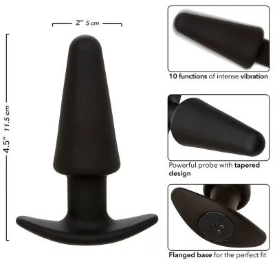 Rock Bottom Tapered Anal Plug 10 Modes Silicone Black – Calex