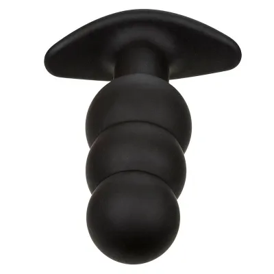 Rock Bottom Anal Plug with Beads, 10 Modes, Silicone, Black – Calex