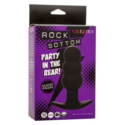 Rock Bottom Anal Plug with Beads, 10 Modes, Silicone, Black – Calex