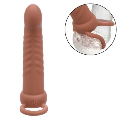 CALEXOTICS - MAXX RIBBED DUAL PENETRATOR 10 VIBRATIONEN BRAUN - front