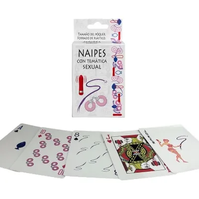 Playing cards with an erotic theme, packaging and cards with corresponding motifs.
