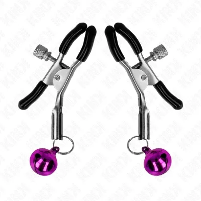 Purple nipple clamps with individual bells, 6cm – Kink