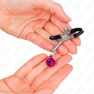 Purple nipple clamps with individual bells, 6cm – Kink