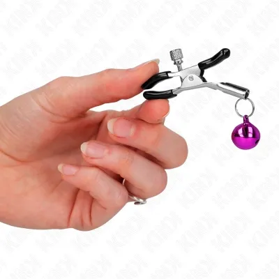 Purple nipple clamps with individual bells, 6cm – Kink