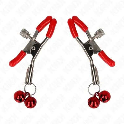 Red double bell nipple clamp, red, 6cm – Kink