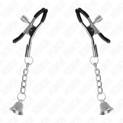 Silver nipple clamps with bell pendant 6cm – Kink