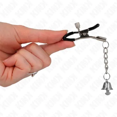 Silver nipple clamps with bell pendant 6cm – Kink