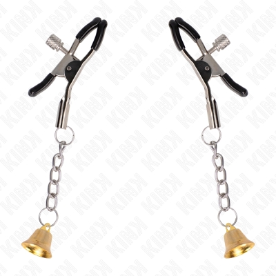 KINK - GOLDENE NIPPELKLEMMEN MIT GLOCKENANHÃNGER 6 CM
