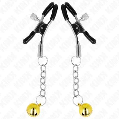 Goldene Jingle Bell Anhänger-Nippelklammern 6cm – Kink