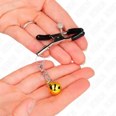 Goldene Jingle Bell Anhänger-Nippelklammern 6cm – Kink
