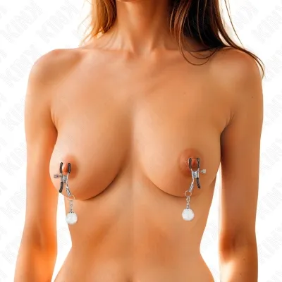 Glass bead nipple clamps, silver, 6cm – Kink