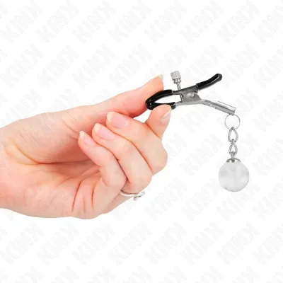 Glass bead nipple clamps, silver, 6cm – Kink