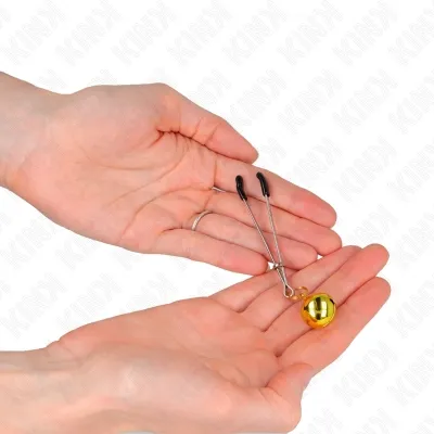 Bell-shaped nipple clamps, gold, 7cm – Kink