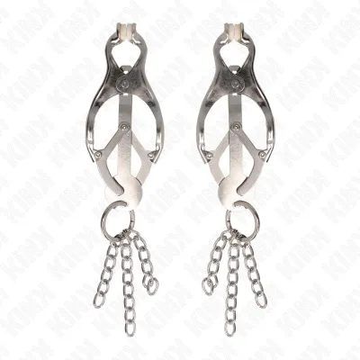 Japanese cloverleaf nipple clamps with small silver chains – Kink