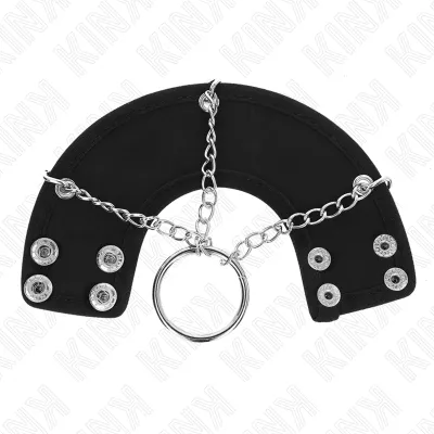Penis ring 4cm chain 7cm metal with leather straps – Kink