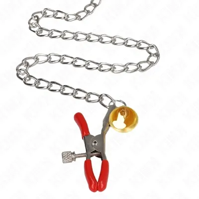 Bell 3-Way Nipple and Clitoral Clamps Red with 30cm Chain – Kink